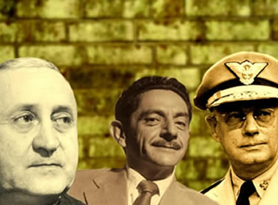 Eurico Dutra, Yeddo Fiúza e Eduardo Gomes: candidatos à presidência nas eleições de 1945.